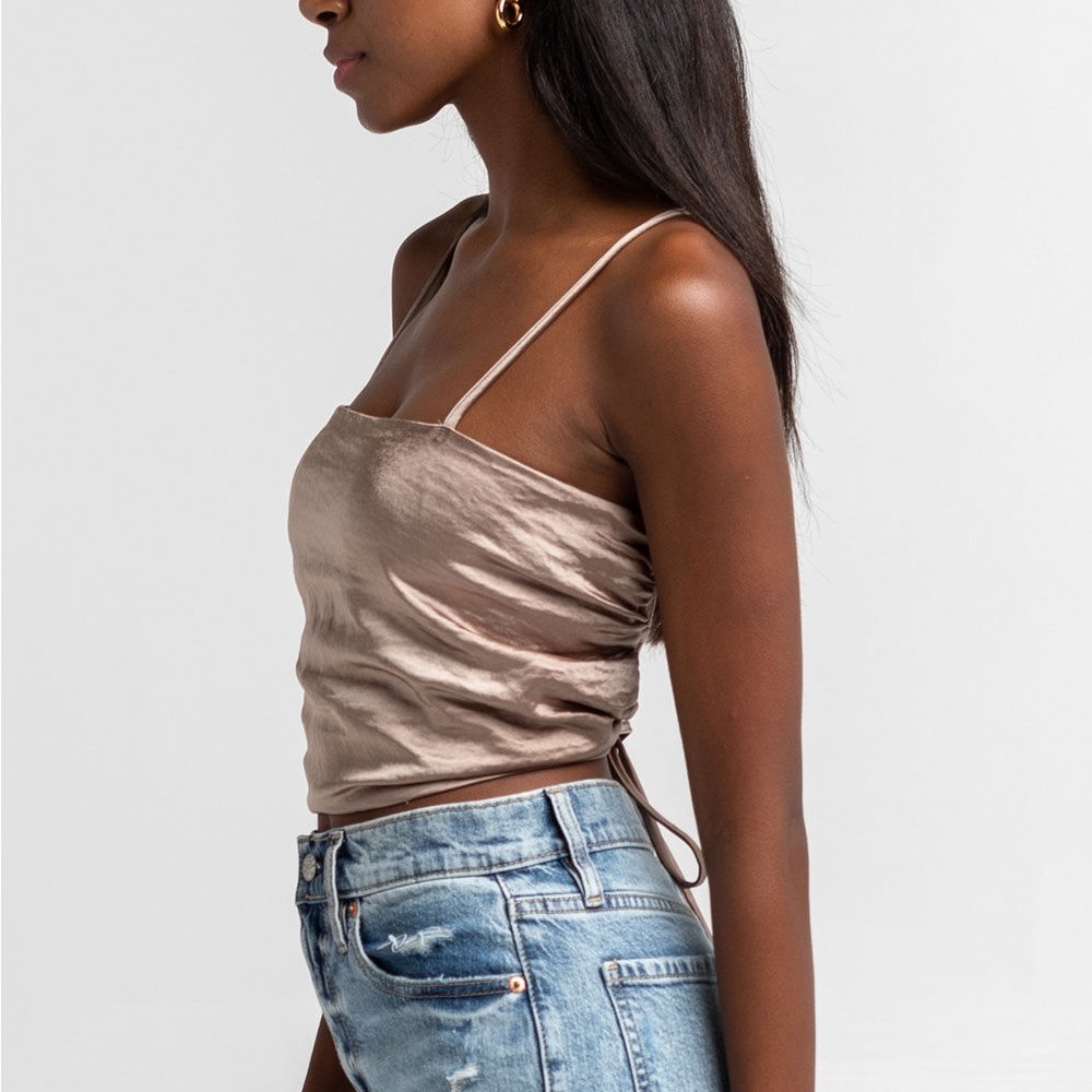 West of Melrose Sweet in Satin Open Back Crop Cami